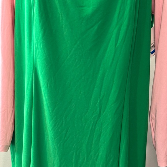 Kasper Green and Pink Asymmetrical Sheath Dress Cocktail - Picture 6 of 15